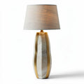 Lampada da tavolo in marmo bianco con paralume grigio 30 x 30 x 60cm