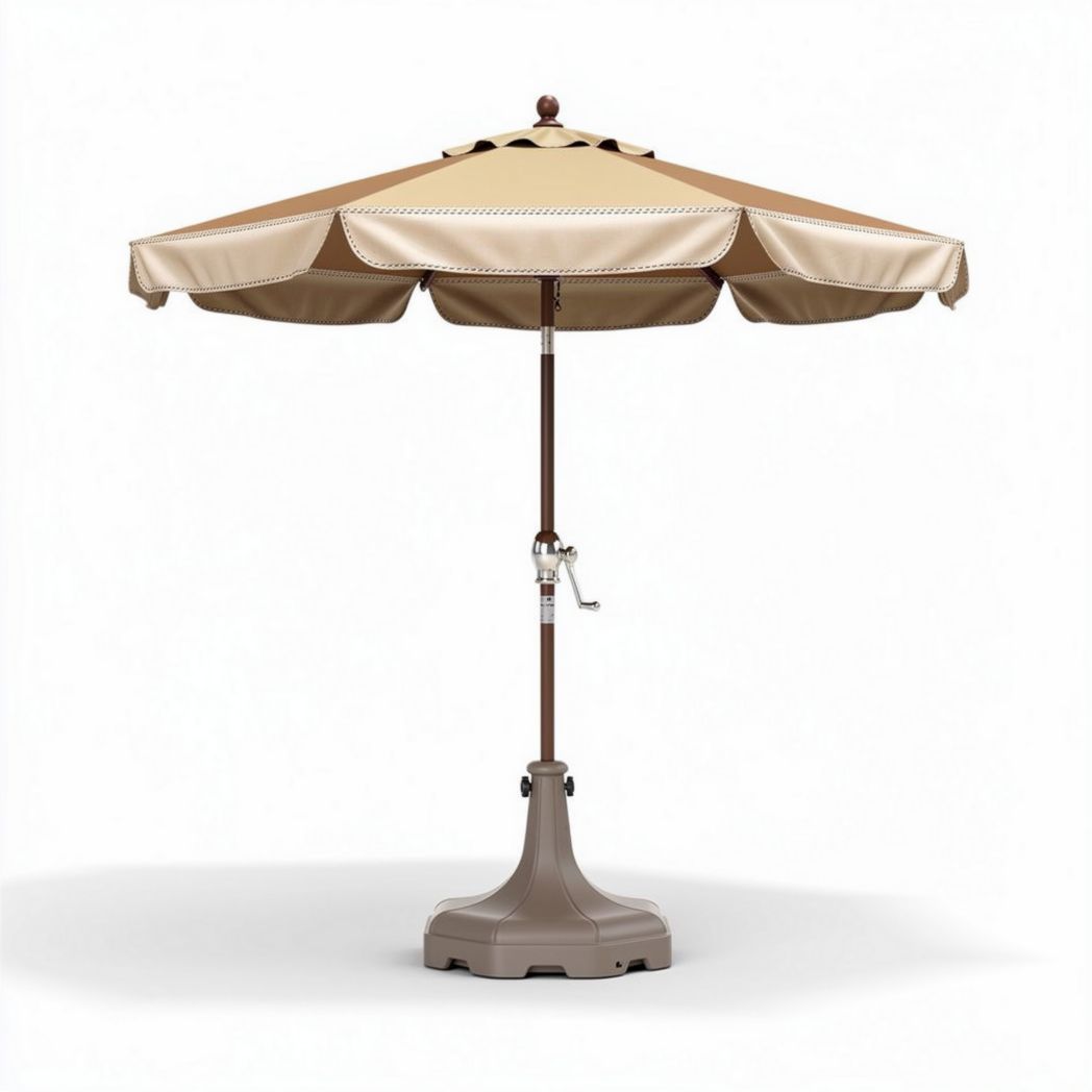 Ombrellone da giardino rotondo con struttura in metallo colore marrone 250 x 250 x 250cm