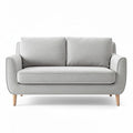 Divano a due posti in tessuto grigio con struttura in legno 160 x 80 x 75cm