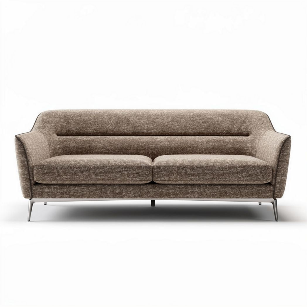 Divano in tessuto beige 210 x 90 x 85cm con struttura in metallo e seduta confortevole