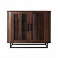 Madia in legno scuro con ante a doghe e struttura metallica 80 x 40 x 70cm