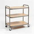 Carrello da cucina con tre ripiani in legno e struttura in metallo 80 x 40 x 85cm