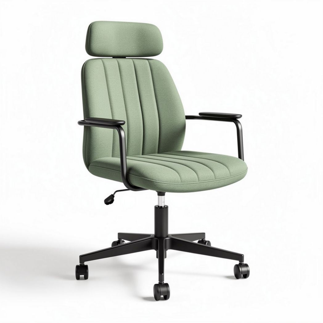 Sedia da ufficio regolabile verde con braccioli e base girevole 60 x 60 x 100cm