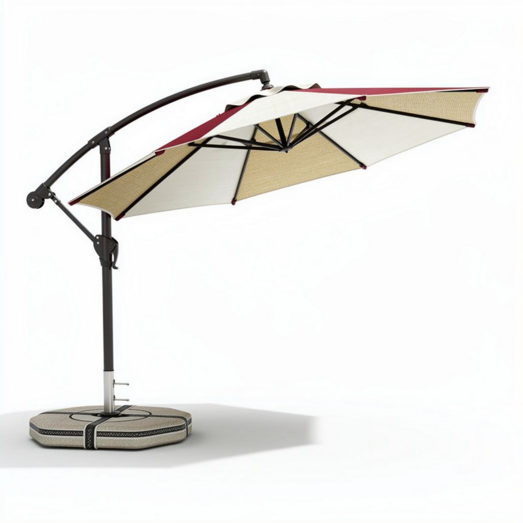 Parasol da giardino regolabile in alluminio con base 200 x 200 x 250cm rosso e bianco
