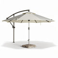Ombrellone da giardino con struttura in metallo grigio e tessuto beige 300 x 300 x 250cm