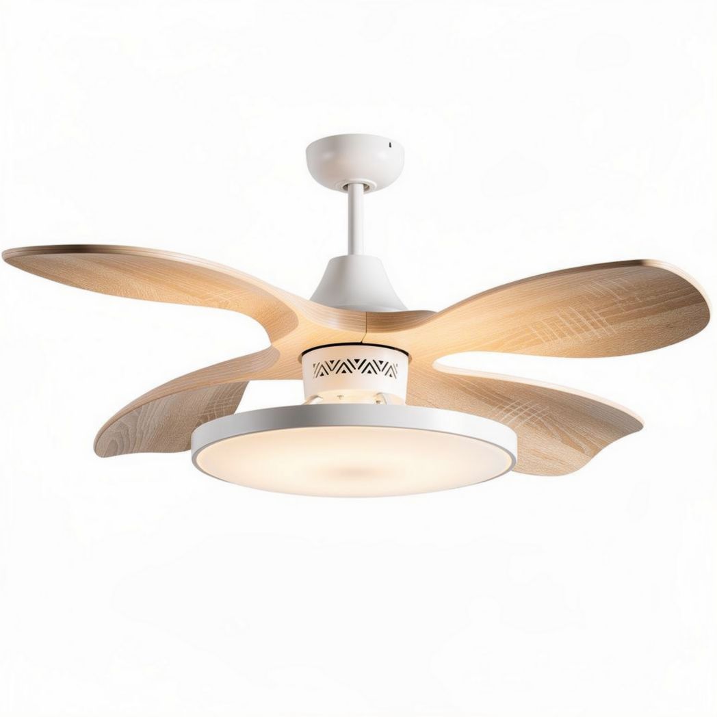 Ventilatore da soffitto in legno e metallo con luce integrata 45 x 45 x 30cm